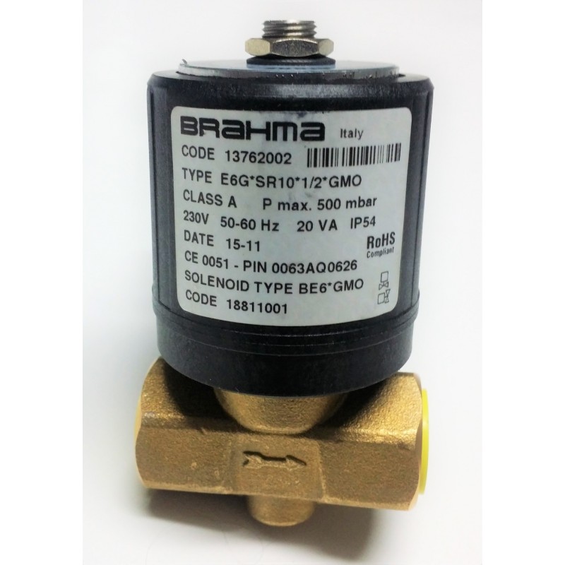 ELECTROVALVULA GAS BRAHMA 1/2" E6G*SR10 CODE 13762002 HORNO DOBRA