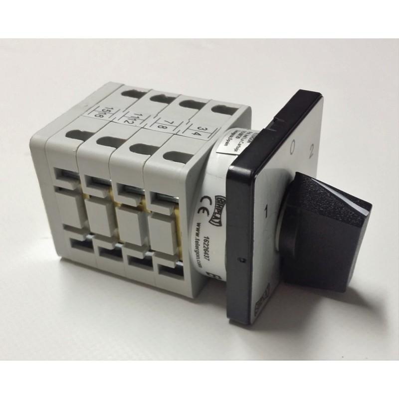 CONMUTADOR TELERGON DAHLANDER 1-0-2 25A 64x64mm