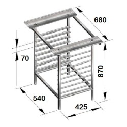 MESA PARA HORNO ACERO INOXIDABLE H900 430x340 / 480x340