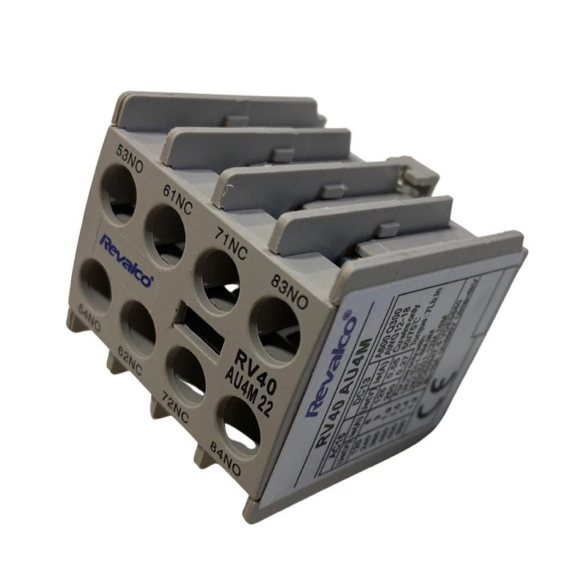BLOQUE AUXILIAR 4 CONTACTOS 2NA / 2NC PARA CONTACTOR REVALCO