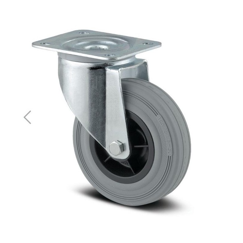 Rueda Poliamida Engomada Plataforma 125mmØ Acero Galvanizado