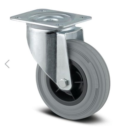 Rueda Poliamida Engomada Plataforma 125mmØ Acero Galvanizado