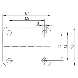 Rueda Poliamida Engomada Plataforma 125mmØ Acero Galvanizado