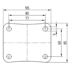 RUEDA PARA HORNO ANTICALÓRICA ANTIRUIDO PLATAFORMA 100 MMØ ACERO GALVANIZADO